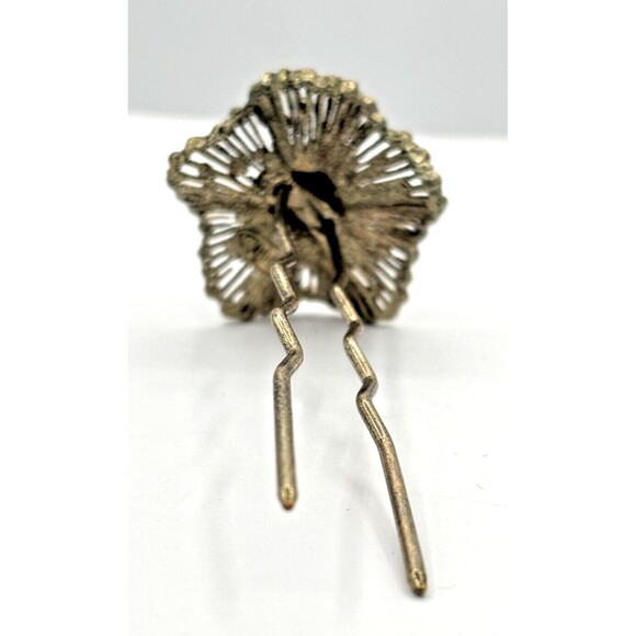 Vintage SOHO Signed Hair Stick Aurora Borealis Floral Jewelry Goldtone Metal HTF - Picture 4 of 16